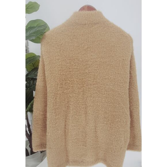 J.Crew Point Sur Womens Tan Fuzzy Mohair Full-Zip Cardigan Sweater Size M - Picture 3 of 7